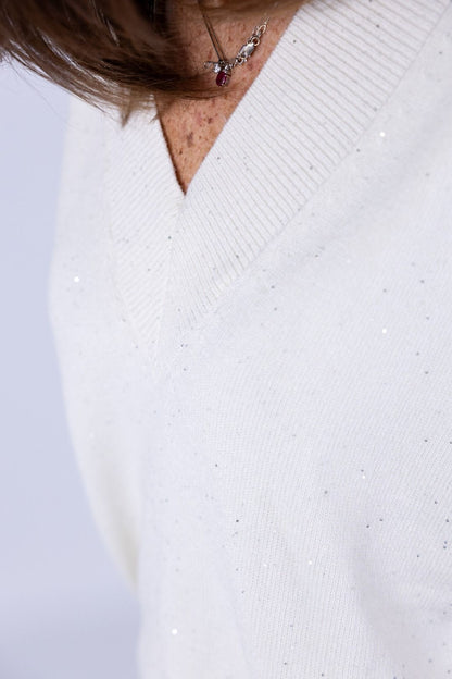 Susy Mix - Maglia scollo V in paillettes