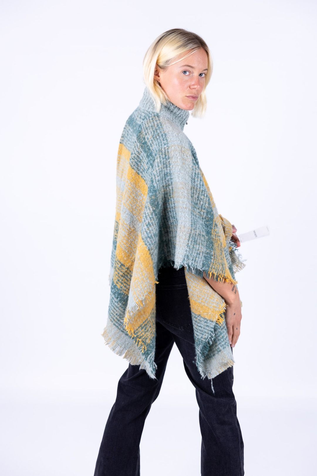 Surkana - Poncho a quadri con zip
