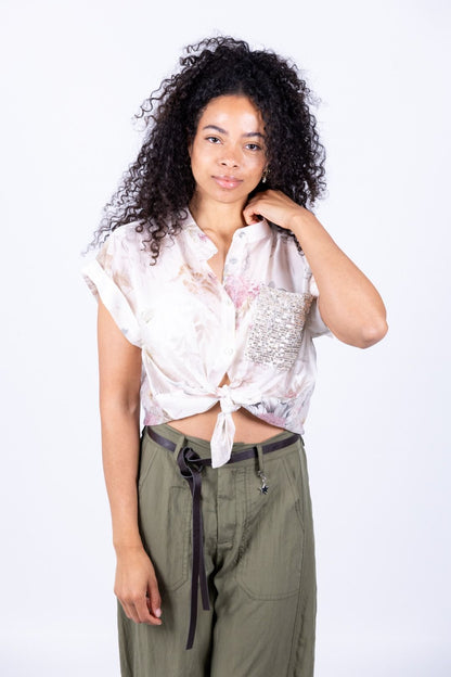 Susy Mix - Camicia fantasia tasca in paillettes