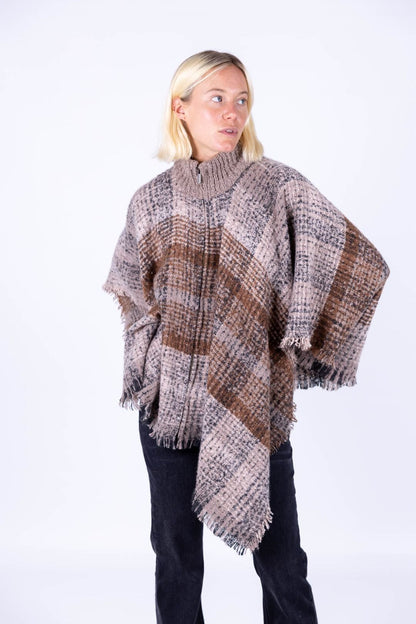 Surkana - Poncho a quadri con zip