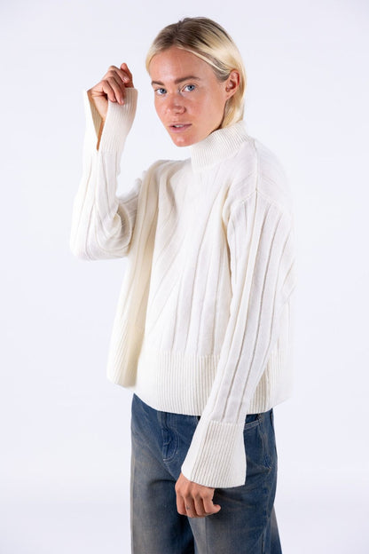 Bottega Artigiana - Maglia collo lupetto costa larga