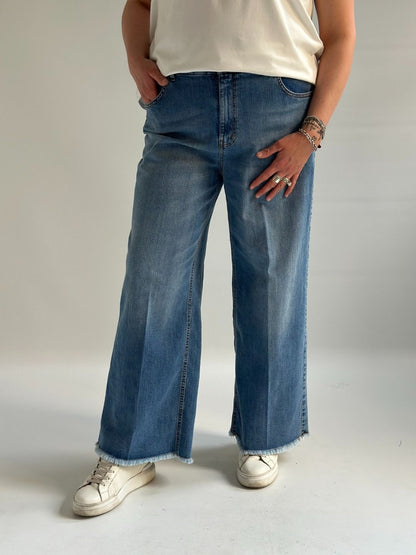 Susy Star - Jeans palazzo con frange