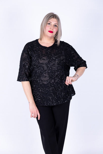 Dejavu - Maglia spacchetti con paillettes