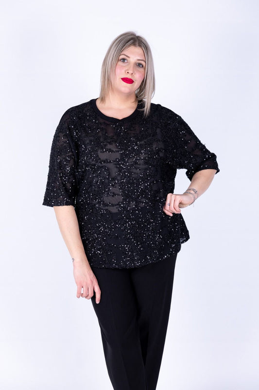 Dejavu - Maglia spacchetti con paillettes