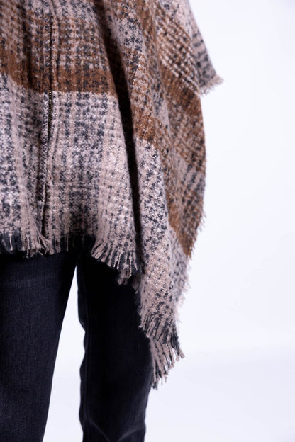 Surkana - Poncho a quadri con zip