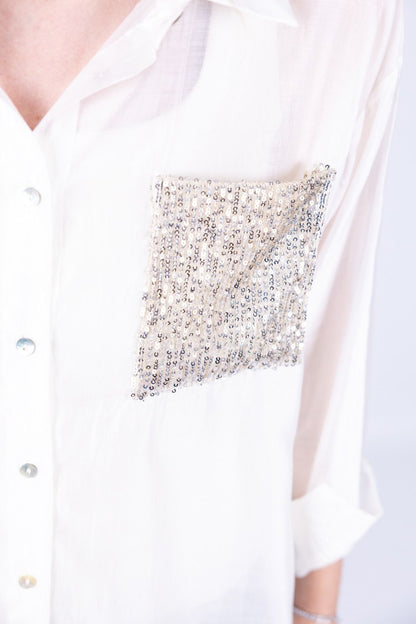Susy Star - Camicia con tasca in paillettes