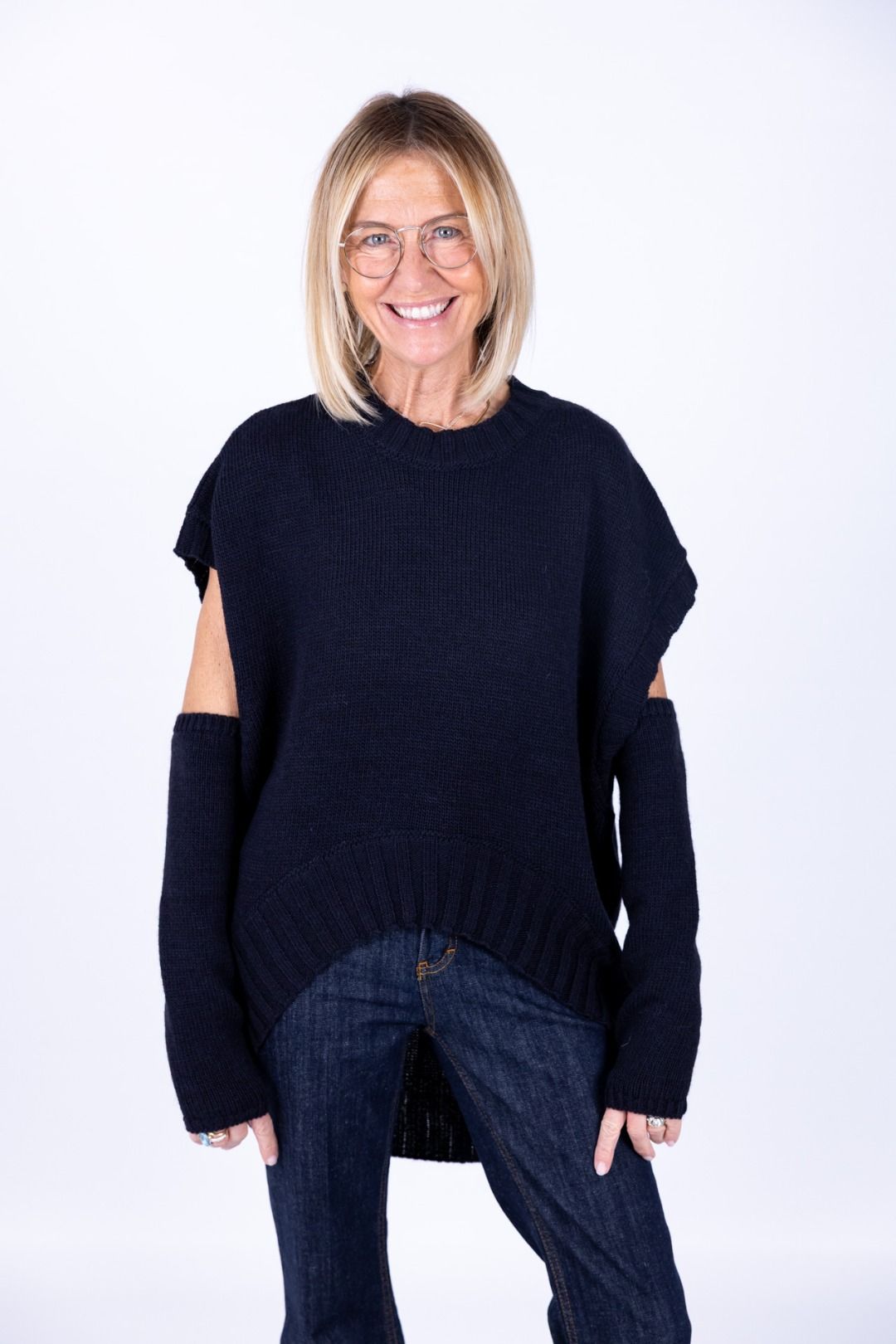 Tensione in - Gilet stondato con manicotti