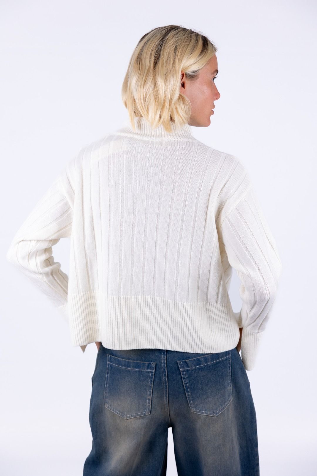 Bottega Artigiana - Maglia collo lupetto costa larga