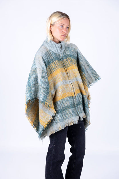 Surkana - Poncho a quadri con zip