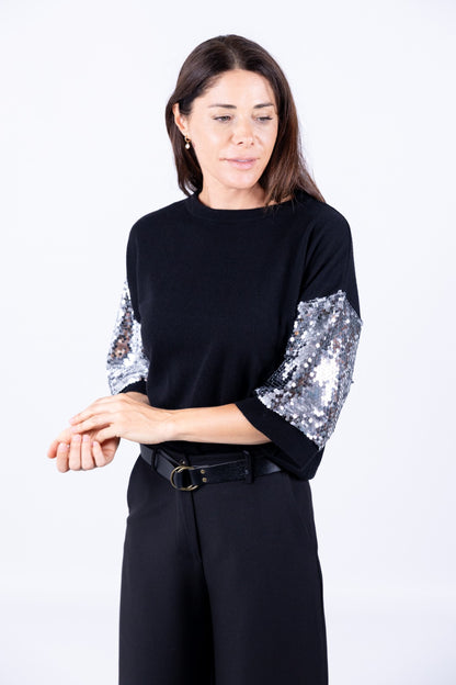 Kontatto - Maglia con manica in paillettes