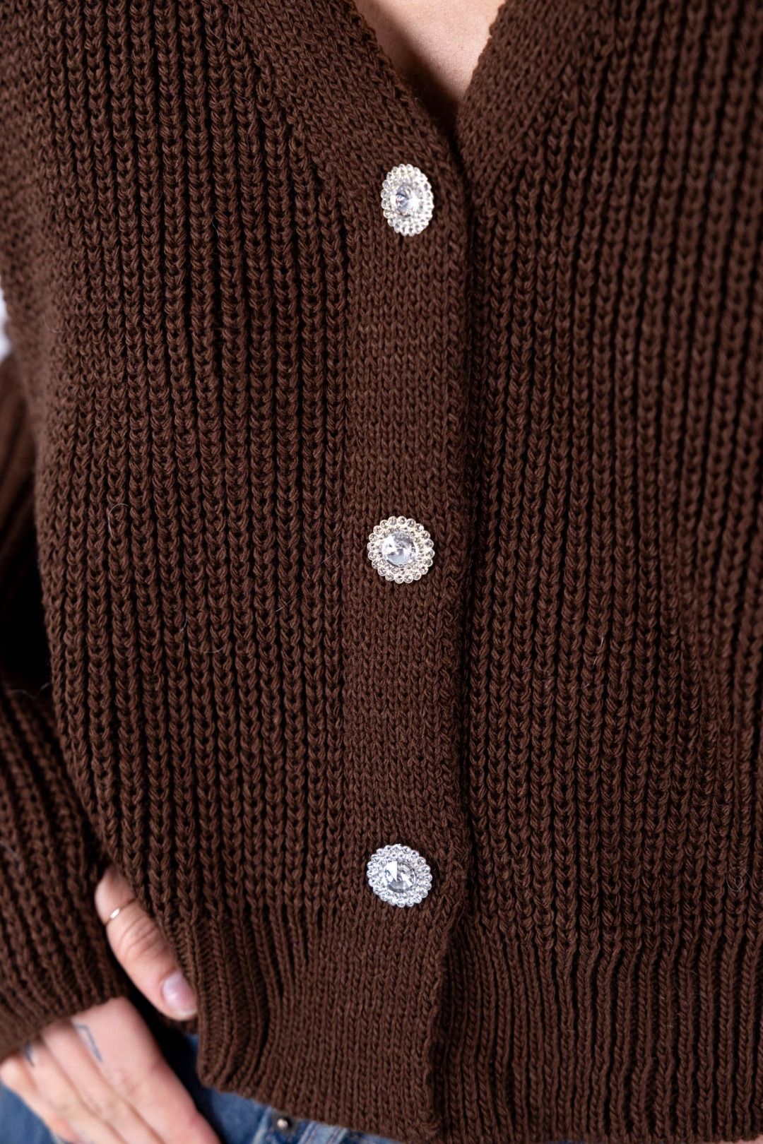 Susy Mix - Gilet c/bottone gioiello e manicotti