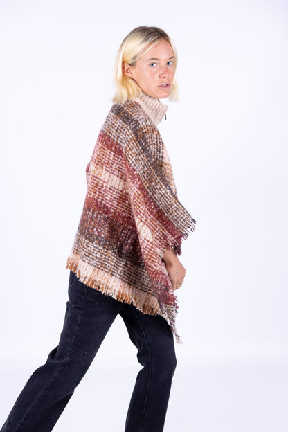 Surkana - Poncho a quadri con zip