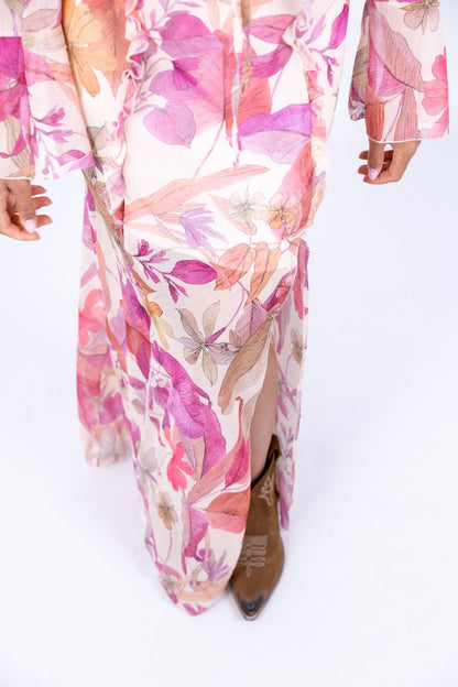 HaveOne - Abito lungo in fantasia con volants