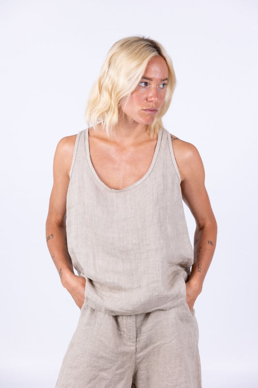 Susy Mix - Canotta bottoncini in lino