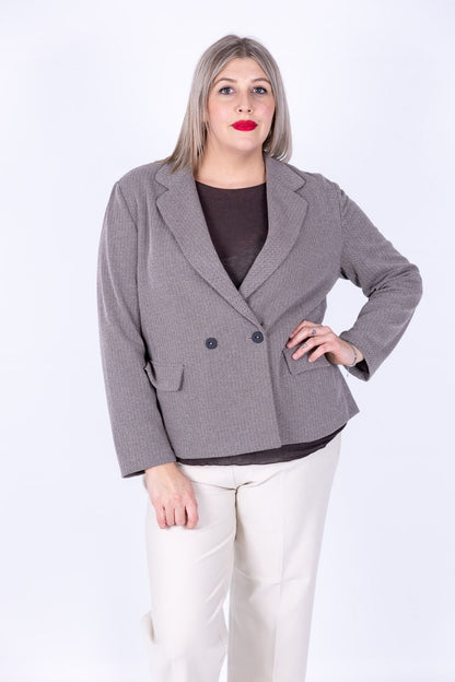 Ragno - Giacca gessata curvy doppio petto