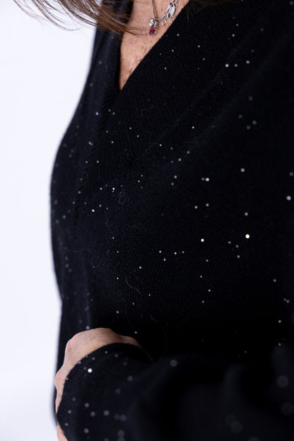 Susy Mix - Maglia scollo V in paillettes