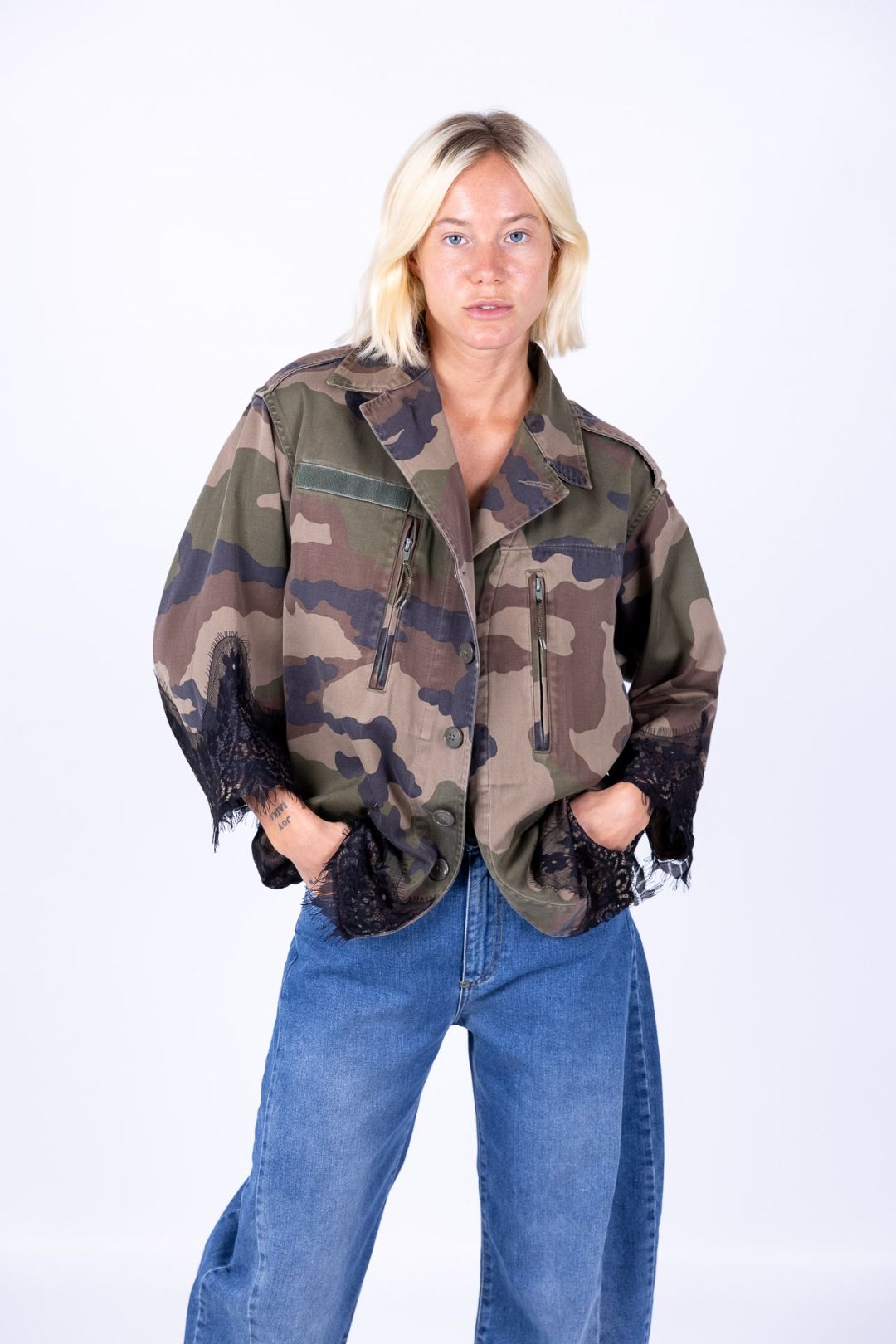 Tensione In - Giacca camouflage con pizzo