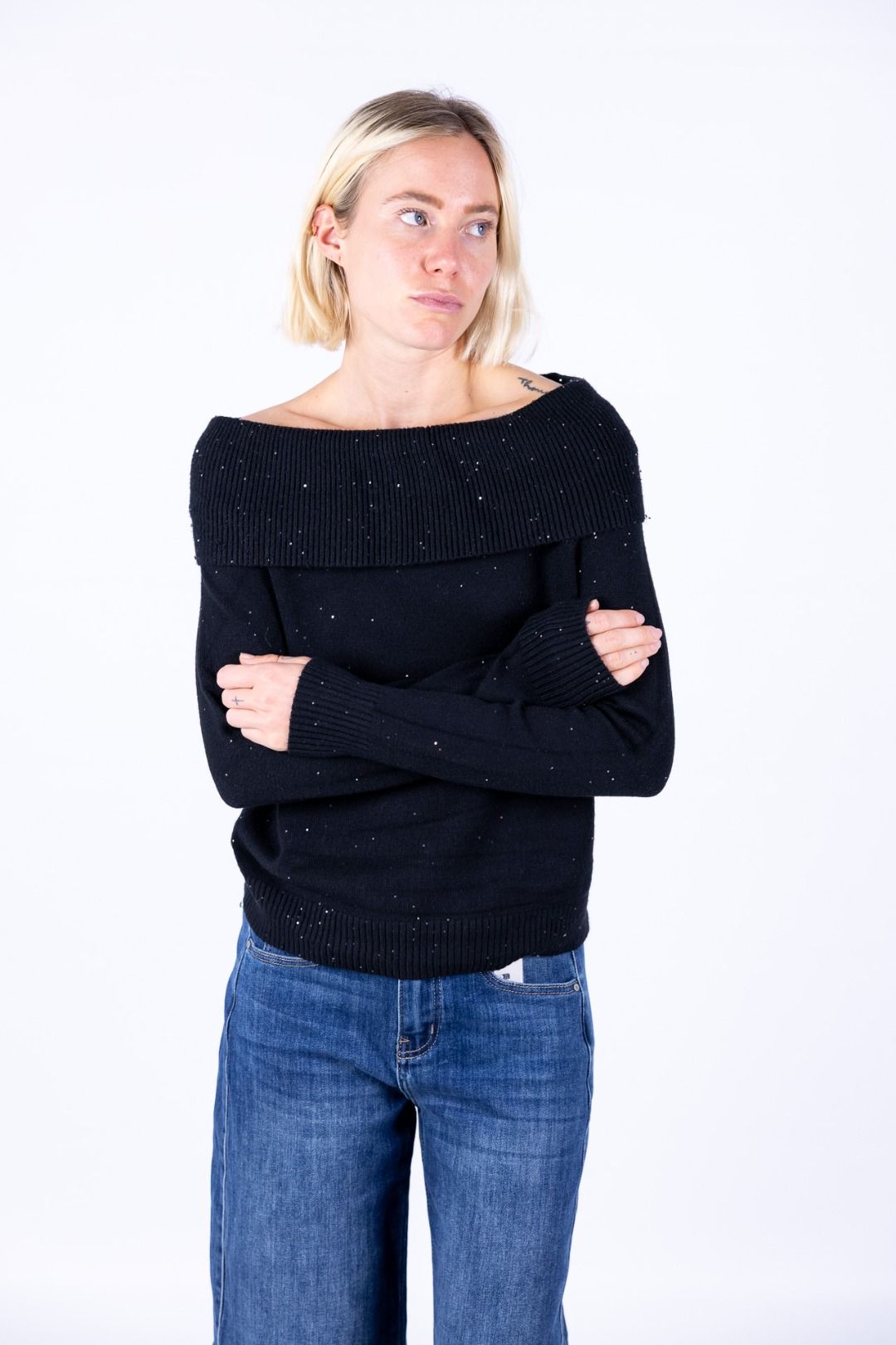 Susy Mix - Maglia shiffer con paillettes