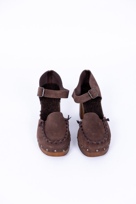 Divine Follie - Zoccolo camoscio con cinturino