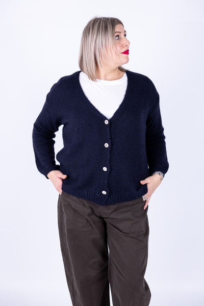 Susy Star - Cardigan con bottone gioiello