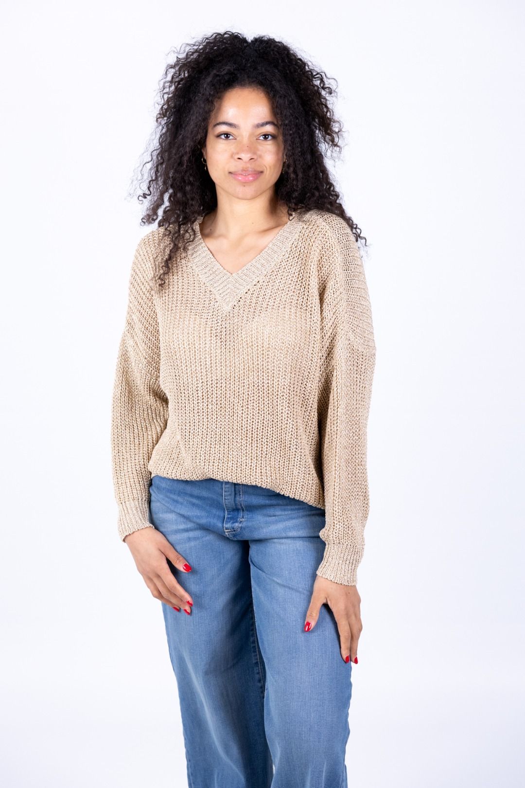 Susy Mix - Maglia lurex doppio V