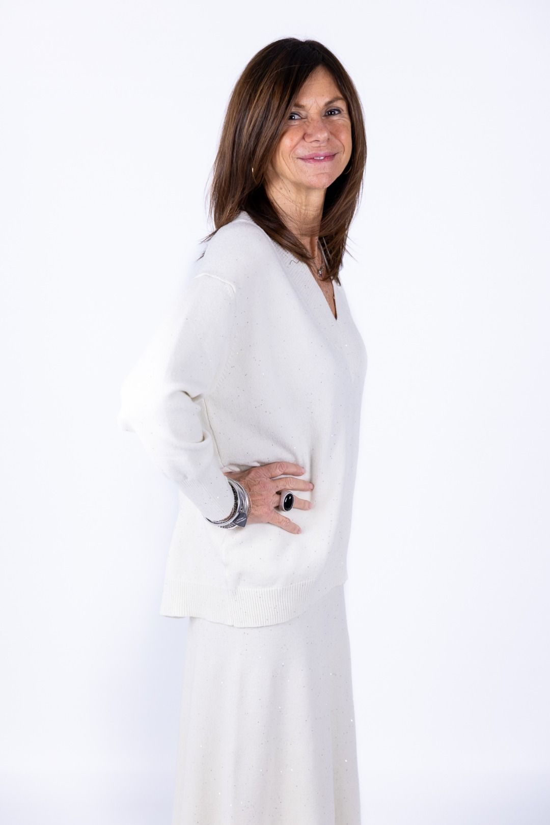 Susy Mix - Maglia scollo V in paillettes