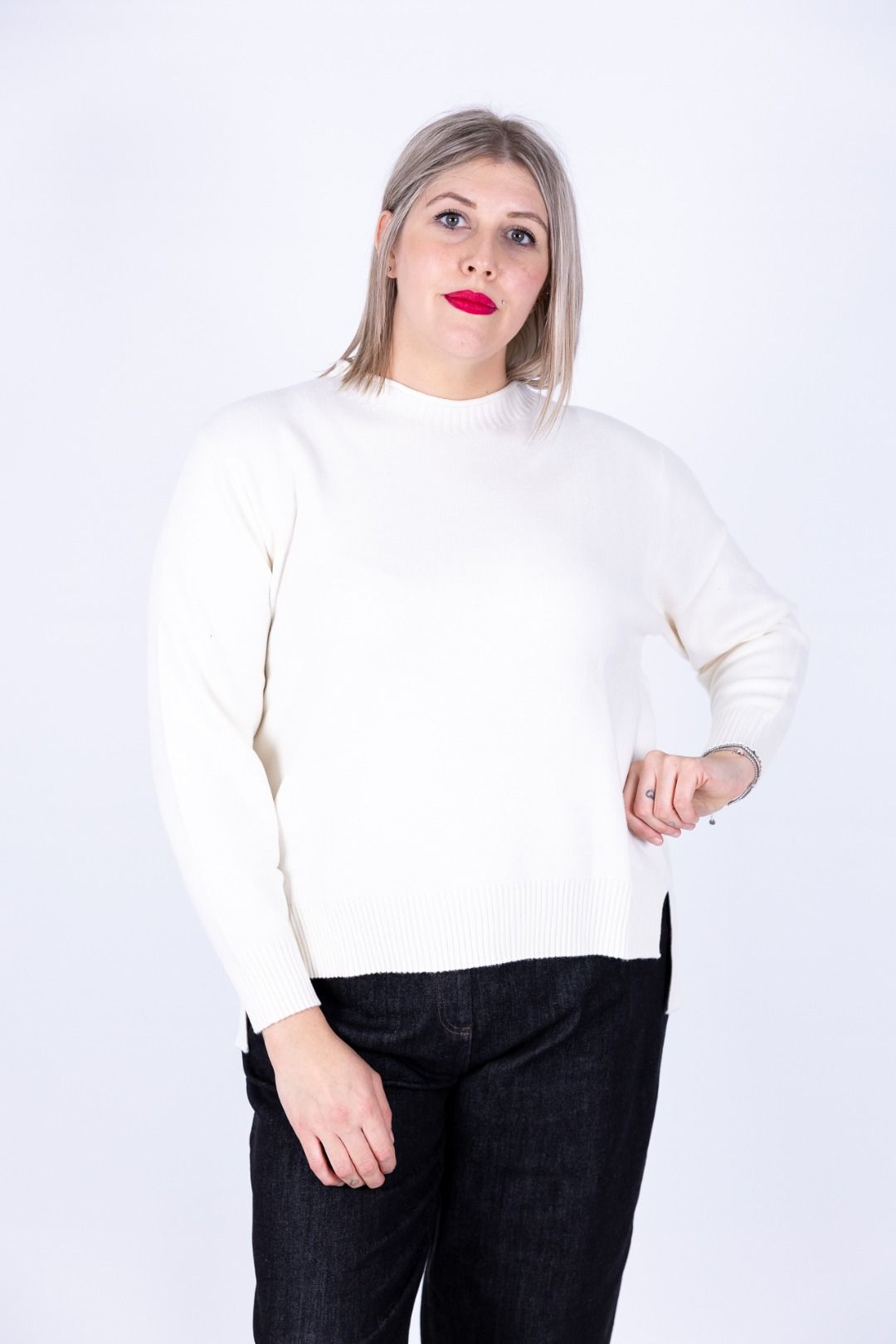 Ragno - Maglia collo a giro con costine sul collo