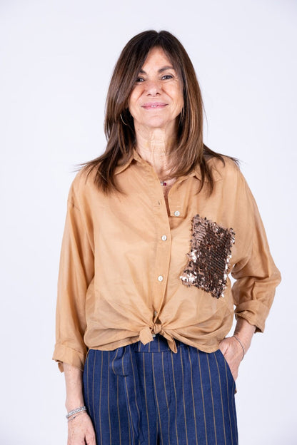 Tensione In - Camicia con tasca paillettes