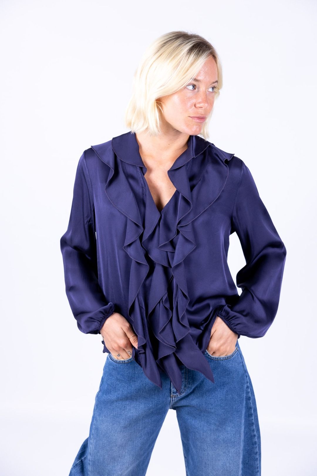 HaveOne - Camicia viscosa con Rouche