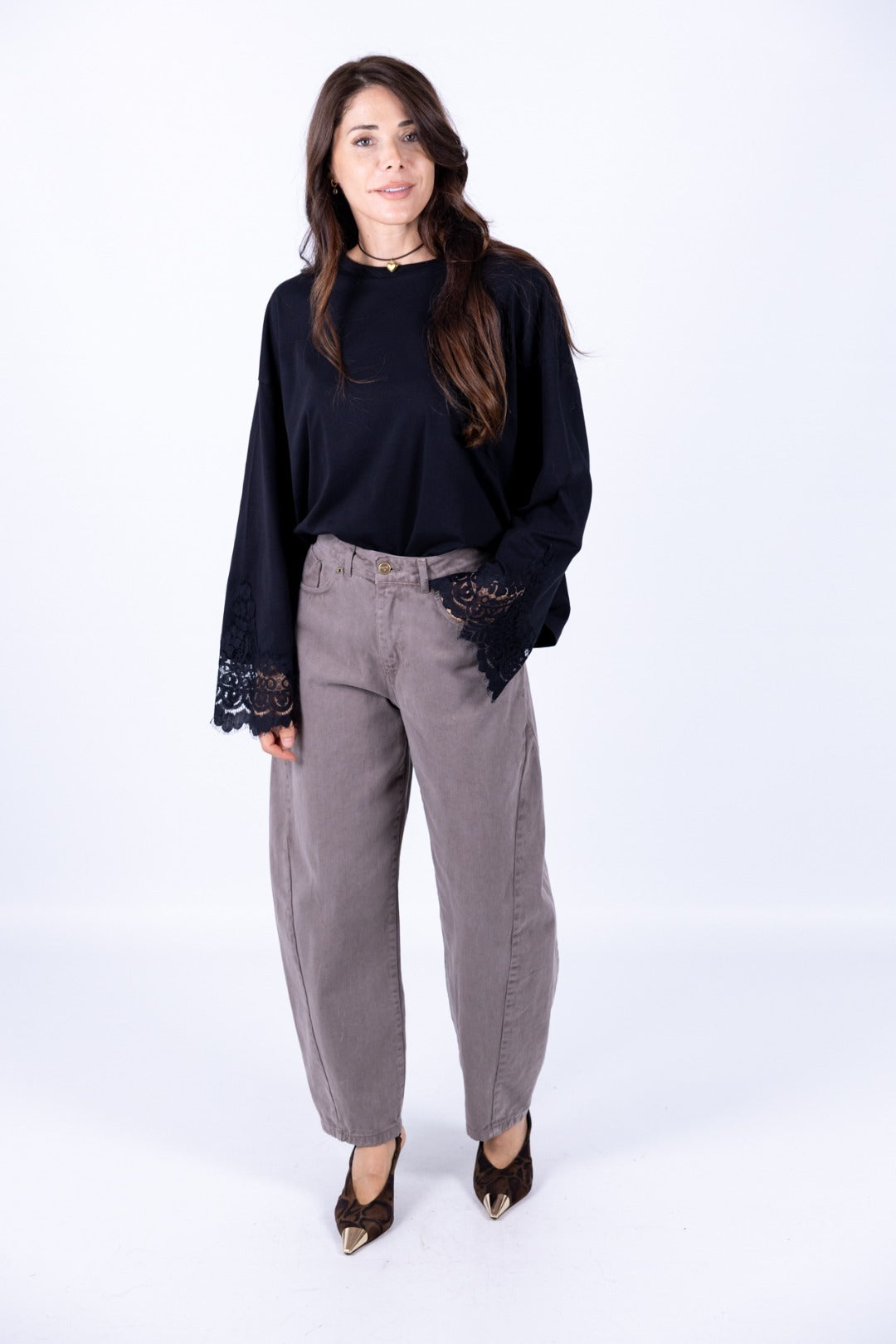 Tensione In - T-Shirt manica lunga polsino in pizzo