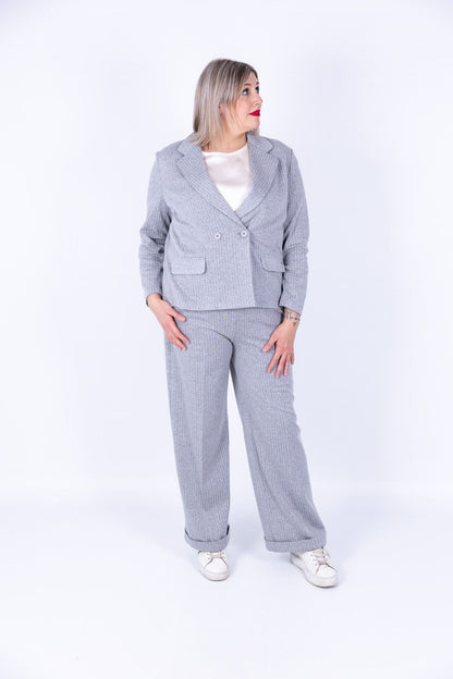 Ragno - Completo gessato curvy giacca e pantalone
