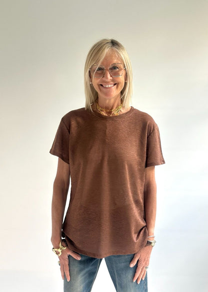 Novepuntouno - T-shirt slim in lino