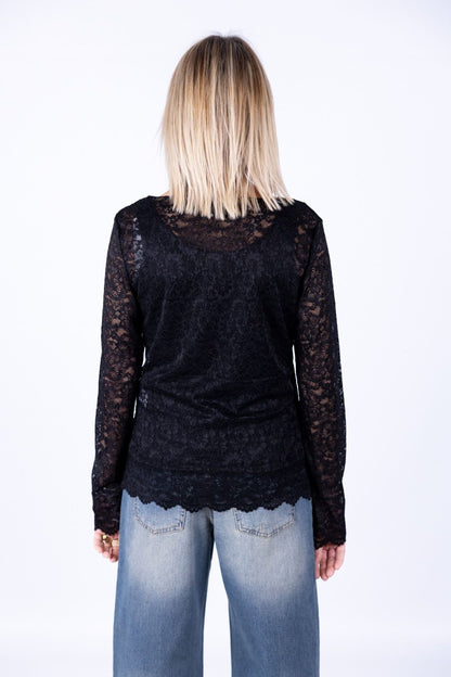 Susy Mix - Maglia pizzo collo a barchetta