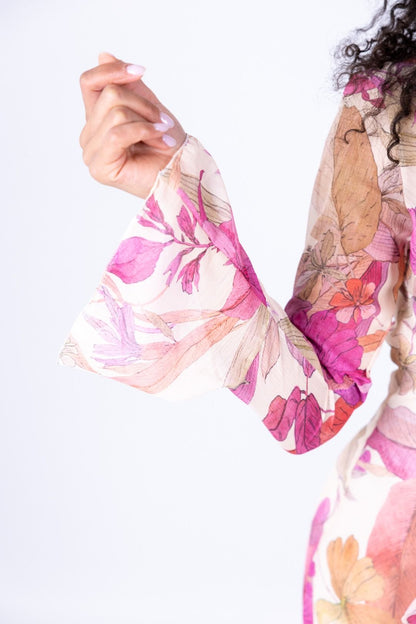 HaveOne - Abito lungo in fantasia con volants