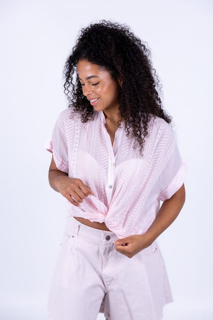 Tensione In - Camicia in mussola con ricamo m/c