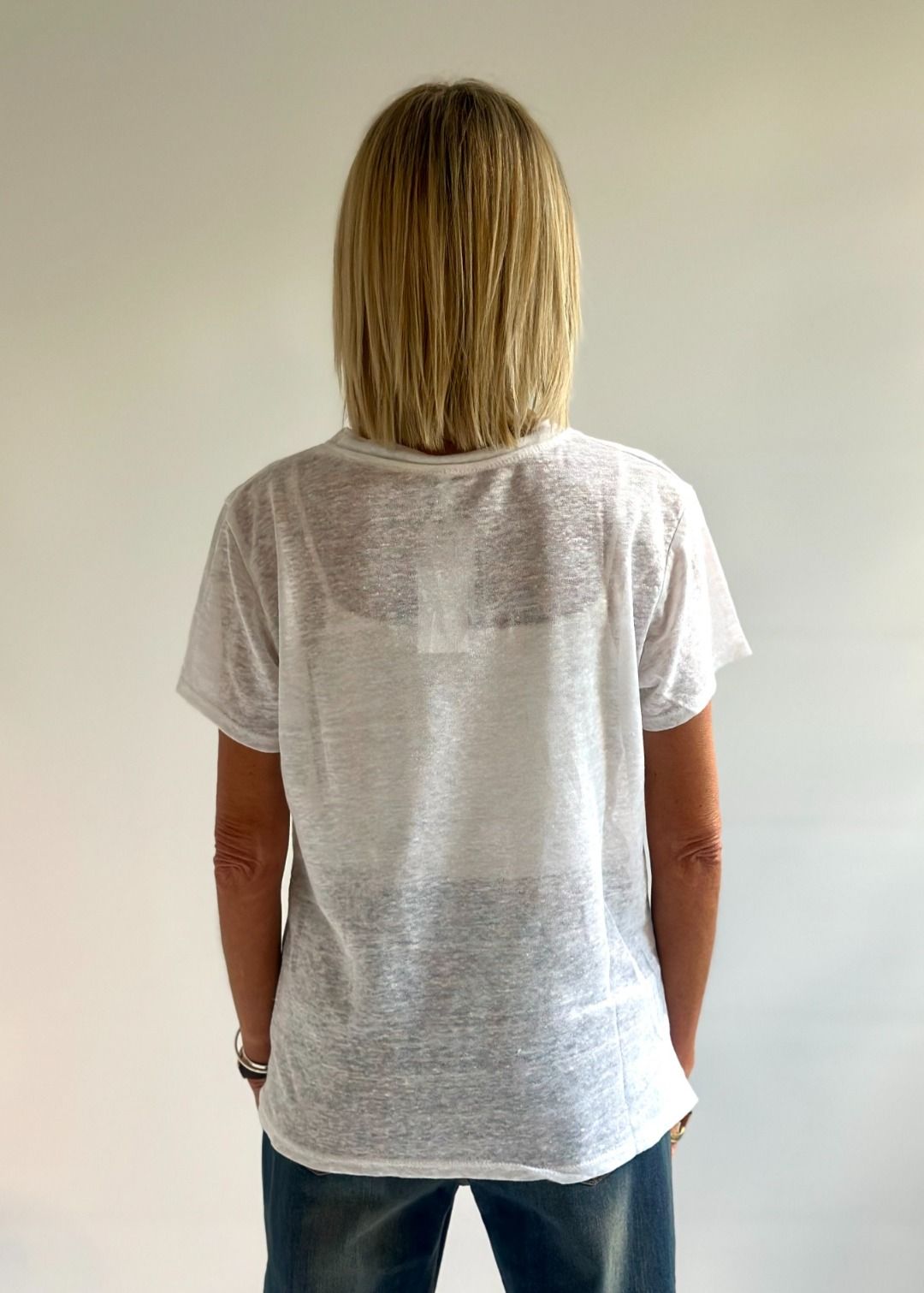 Novepuntouno - T-shirt slim in lino