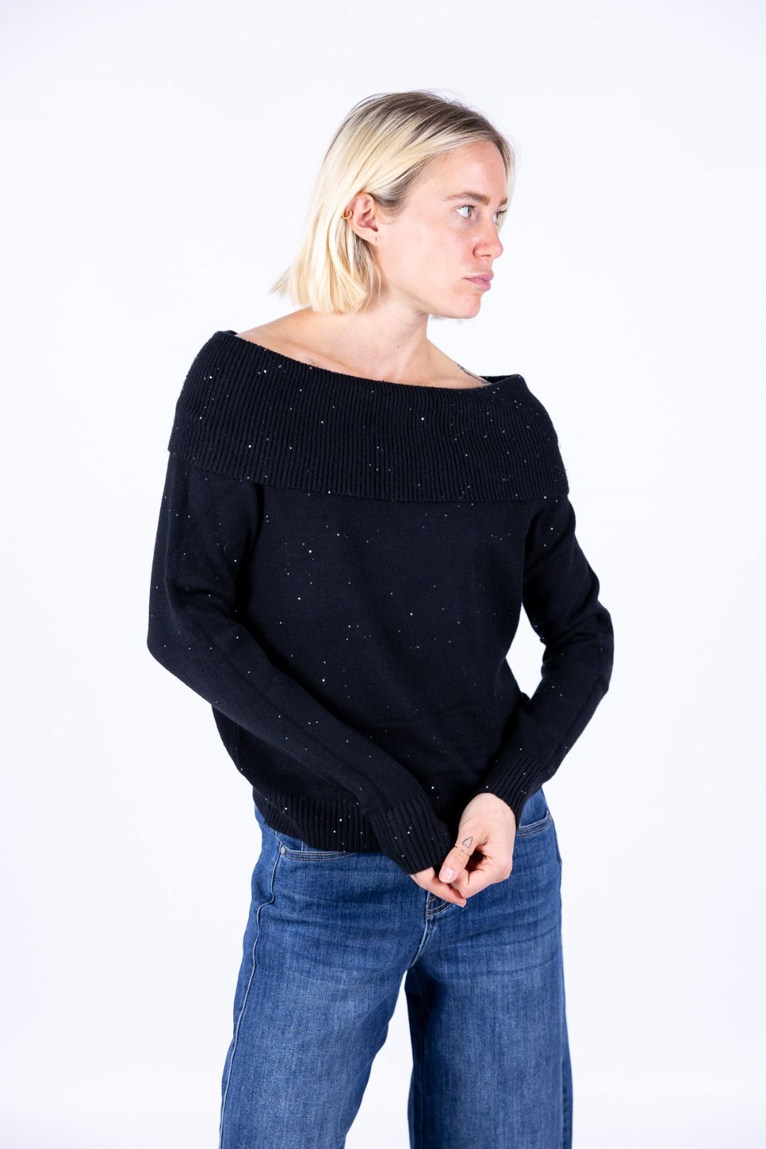 Susy Mix - Maglia shiffer con paillettes
