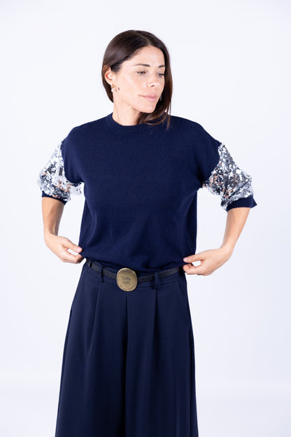 Kontatto - Maglia con manica in paillettes