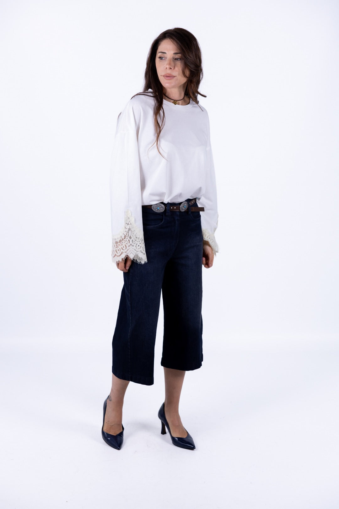 Tensione In - T-Shirt manica lunga polsino in pizzo