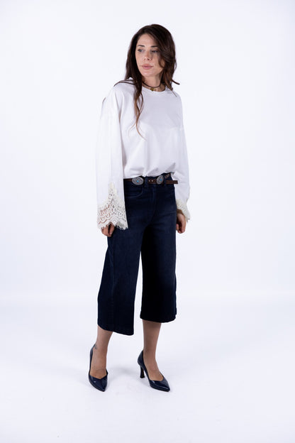 Tensione In - T-Shirt manica lunga polsino in pizzo