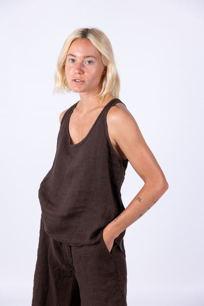 Susy Mix - Canotta bottoncini in lino