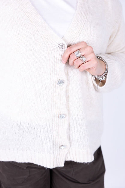 Susy Star - Cardigan con bottone gioiello