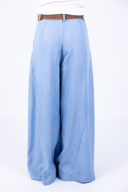 HaveOne - Pantalone palazzo chambray