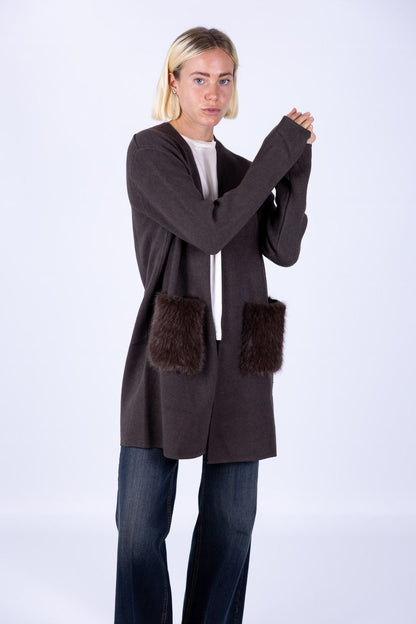 Susy Mix - Cappotto tasche ecopelliccia