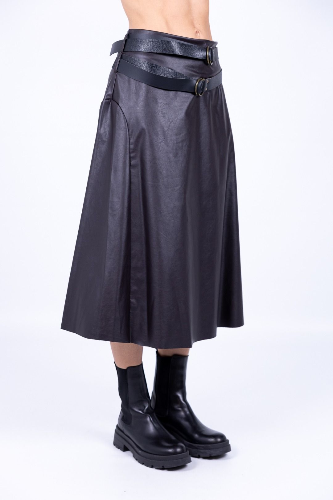 Le Streghe - Gonna Ecopelle con fibbie