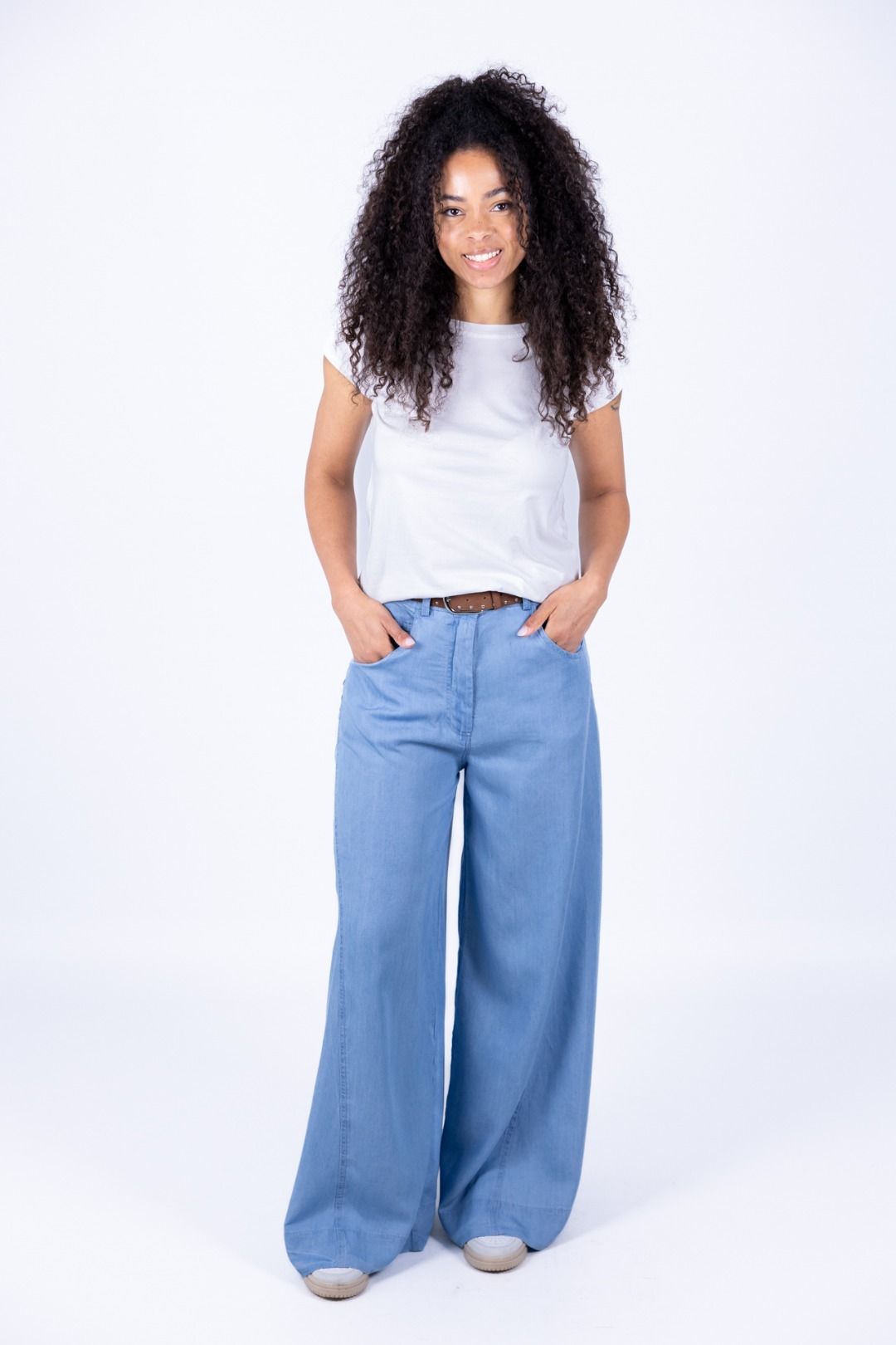 HaveOne - Pantalone palazzo chambray