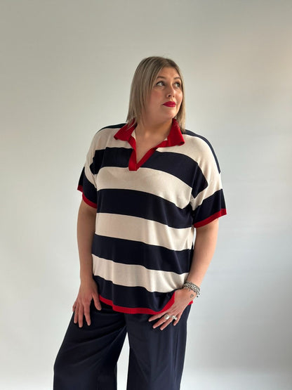 Susy Star - Maglia righe polo blu