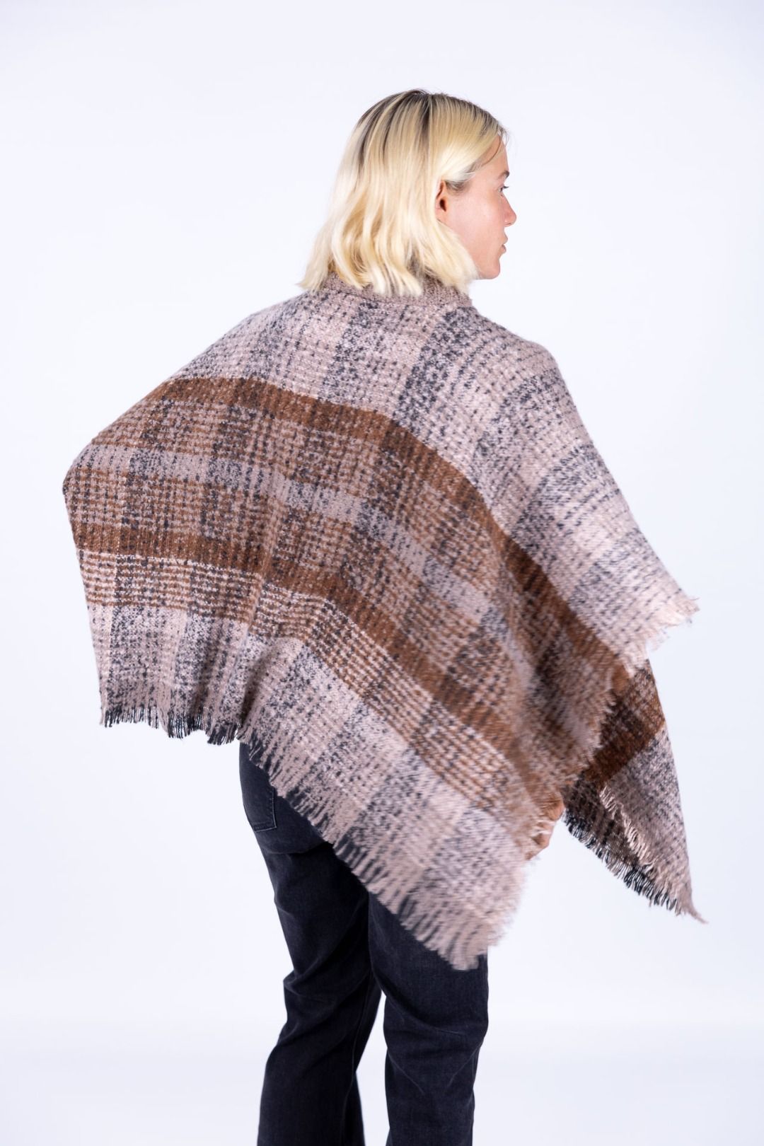 Surkana - Poncho a quadri con zip