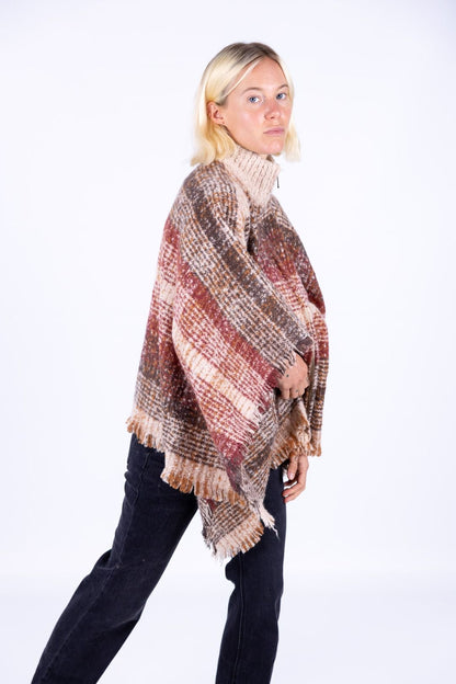 Surkana - Poncho a quadri con zip