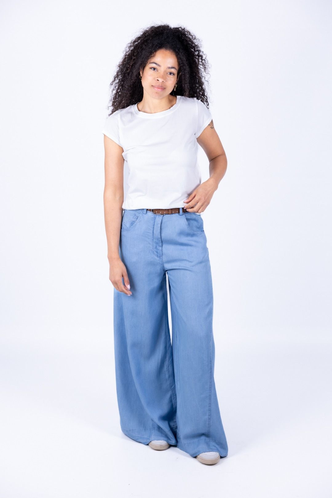 HaveOne - Pantalone palazzo chambray